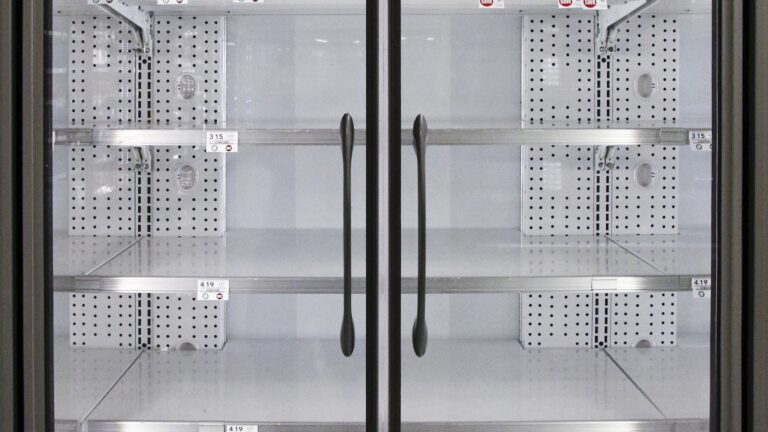 Beautifully organized refrigerator with clear stackable bins — NestNova fridge organization guide